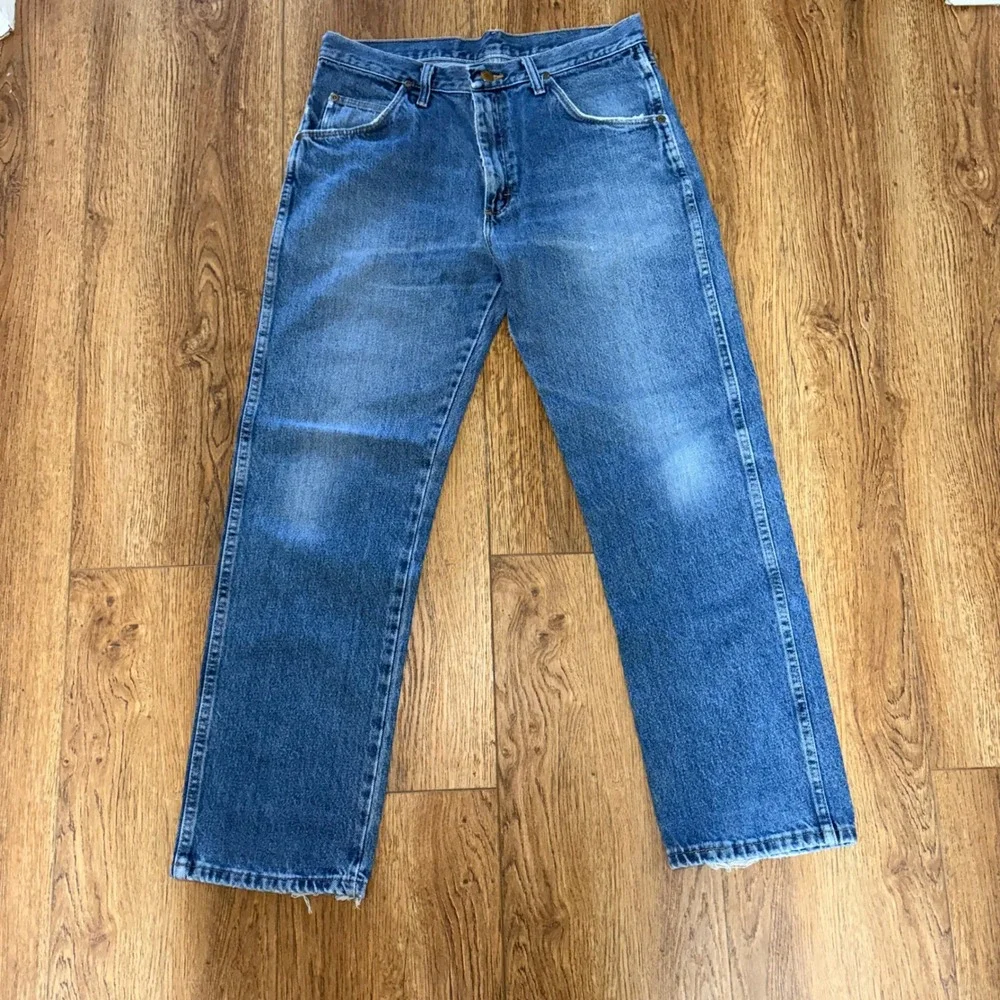 Wrangler Mens 32x30 Straight Leg Denim Jeans Blue y2k 100% Cotton western casual